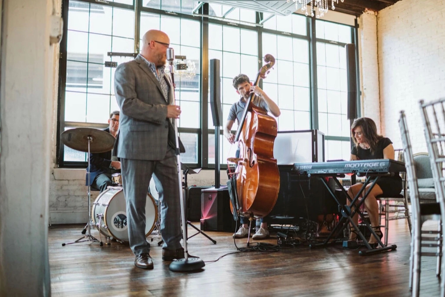 Jazz trio cocktail hour with upright bass